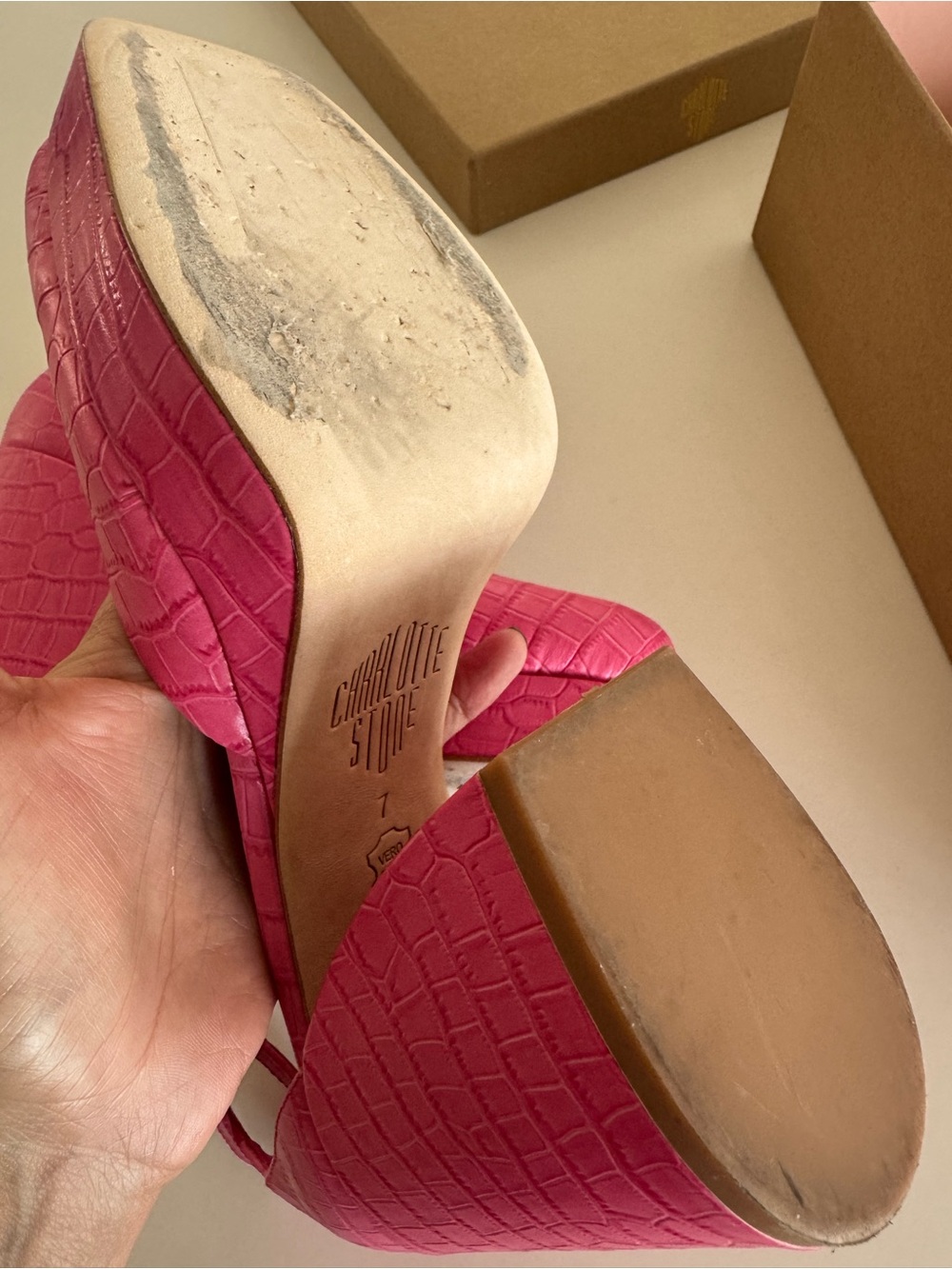 Nib Charlotte Stone Pink fran Platform Heels - Picture 7 of 9